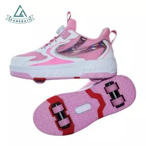 소년 소녀용 조절 가능한 롤러 스케이트 - 4륜 회전 버클 디자인 통기성 메쉬 초보자 및 청소년에게 이상적