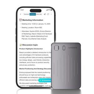 웨이브노트 AI 음성 기 전사 및 요약 42시간 연속 112개 언어 지원 회의 강연 통화를 위한 64GB 디지털 오디오
