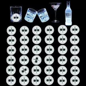 LED 코스터 화이트 36팩 라이트 업 음료용 와인 병 디스크 플래시 컵 샷 (화이트)