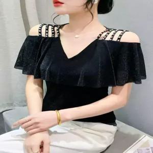 라인댄스복 오프숄더 러플 티셔츠 의상 라틴 줌바 살사 탱고 왈츠