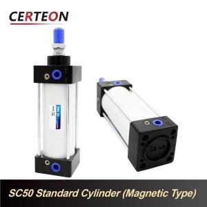 SC50mm 표준 공압 실린더 더블 액션 내장 자석 알루미늄 타이로드형 고출력 스트로크 25 350mm 산업용