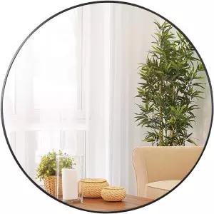 Smartx는 입구 욕실 화장실 거실을 위한 36인치 대형 원형 거울 금속 프레임 벽 장착 블랙 서클 베니티