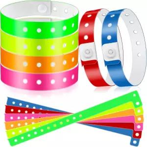 Jetec 48 피스 이벤트용 비닐 플라스틱 손목 밴드 콘서트 카니발 나이트클럽 일회용 손가락 빨기 방지 멀티