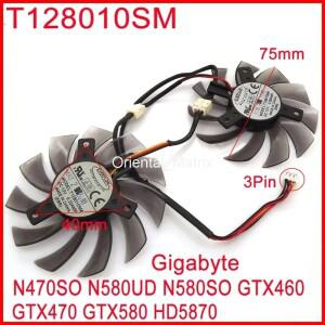 2개/몫 T128010SM 75mm 12V 0.2A 기가바이트 N470SO N580UD N580SO GTX460 GTX580 그래픽 카드 팬용