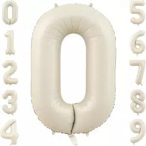 크림 번호 0 풍선 40인치 거대 헬륨 호일 마일라 베이지 생일 파티 기념 장식용