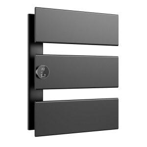 K&KALONZO 전기 타월 워머, 18.35인치 W x 22.8인치 H 벽걸이 히터, 내장 타이머, 욕실용 방수 알루미늄 서포트 플러그인 및 유선, 블랙, K3-L-B