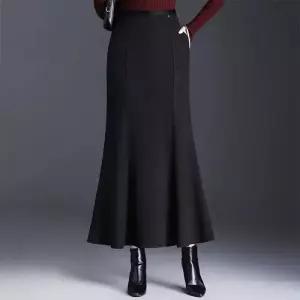여친 스커트 롱 모직 오피스룩 겨울 정장 도톰 데일룩 슬림핏 밴딩 머메이드 DAOL4