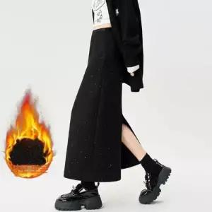 여친 스커트 롱 모직 가을 겨울 정장 기모 데일룩 뒤 힙업 트임 도톰 DAOL4