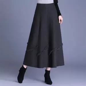 스커트 롱 니트 모직 빈티지 여성 A라인 가을겨울 데일룩 정장 DAOL4