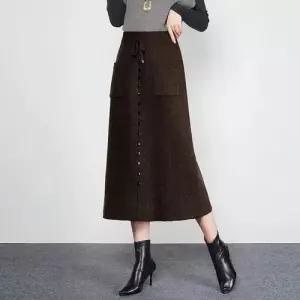 여성용 스커트 모직 니트 겨울 캐주얼 저지 데일룩 A라인 정장 슬림핏 DAOL4