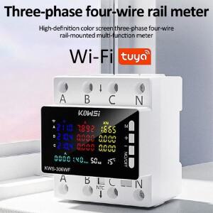 3상 WiFi Tuya 에너지 미터 Din 레일 전기 모니터 AC85-290V 전압 전류 및 누출 방지 기능이  스마트 스위