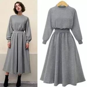 [옷은날개] 롱 루즈핏 플레어 면 가을 2컬러 봄 허리밴딩 빅사이