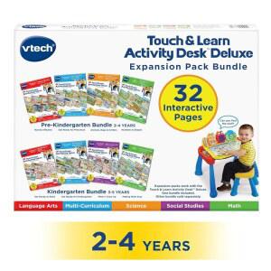 VTech 터치 앤 러닝 액티비티 데스크 디럭스 4-in-1 유치원 전 확장팩 번들 2-4세용