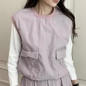 [신상오픈런]아노락조끼 스트링 라운드넥 민소매맨투맨 투포켓 (30552464)