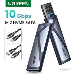 UGREEN M2 SSD 케이스 NVME 인클로저 M.2-USB 유형 C 3.1 어댑터-NVME PCIE NGFF SATA M/B 키 디스크 박스