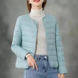 [신상오픈런]여성용 심플 다채로운 노카라 경량 퀼팅 패딩 자켓 (41360491)