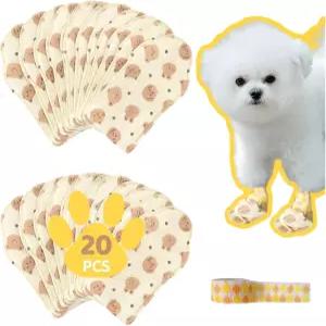 일회용 반려견 부츠(20PCS+밴티지 롤) 소형 중형견 강아지 및 고양이를 위한 방수 통기성 발 보호대 커버