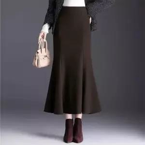 여사친 스커트 모직 롱 힙밴드 중기장 머메이드 정장 아이템 트렌디 가을겨울 캐시미어 HT4