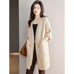 롱 니트 추동 아우터 카디건기장 여성패션 솔리드 스웨터 가디건 패션 DL4