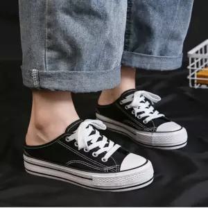 [베스트TOP100] 여성 캔버스화 키높이 통굽 스니커즈 블로퍼 뮬슬리퍼