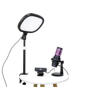 영상 통화, 게임, 팟캐스트, 유튜브, 콘텐츠 제작을 위한 라이브 비디오 스트리밍 키트 디럭스 - 안드로이드 /MAC / Windows용 2k 60 FPS 웹캠, 프로페셔널 카디오이드 마이크, LED 플랫 라이트