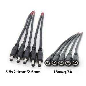 18awg 7A DC 남성 여성 전원 공급 장치 커넥터 케이블 와이어 5.5x2.1mm LED 스트립 라이트 카메라 용 구리