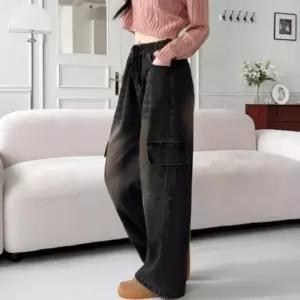 [다잇템]여성 와이드핏 카고팬츠 진 사이드포켓 (43390928A)