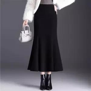 스커트 롱 모직 여성패션 중기장 가을겨울 힙밴드 캐시미어 머메이드 정장 DL4