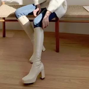 하이힐부츠 플랫폼 힐 포인트 여성 하이힐 롱부츠 디자인 슈즈 5FWY