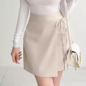 [신상오픈런]여성 하객 패션 리본 포인트 뒷밴드 A라인 미니 스커트 (41341012)