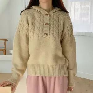 아이우먼 도톰떡볶이단추후드니트 BNT379M412 빅사이즈 (27402802A)