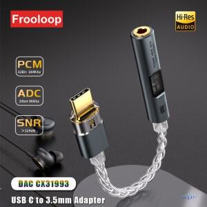 USB C타입  3.5mm 잭 어댑터 헤드폰 앰프 HiFi DAC 오디오 AUX 변환기 디코더 CX31993 MAX97220 PCM 32Bit