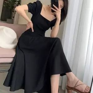 [신상오픈런]스퀘어넥 퍼프반팔 에이라인 슬렌더룩 올검 롱원피스 (30487623)