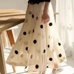 [디작소]여성 쉬폰 도트 땡땡이 포인트 밴딩 롱 스커트 (33505071)