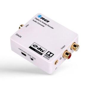 OREI의 디지털 아날로그 오디오 디코더, 돌비 SPDIF /Coaxial 5.1채널 입력을 RCA L /R /3.5mm 헤드폰 출력 변환기(DA34)로 변환 및 디코딩합니다