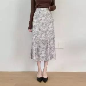 [신상오픈런]여성용 플로럴 하이웨이스트 머메이드 롱 스커트 (42081128)