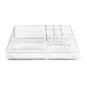 화장품정리함 정리함 보관함 화장품 정리대 화장대 수납함 립스틱 아크릴 플립도어 뚜껑 팔각