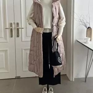 [다잇템]여자 집업 30대 외투 후디 FW 퍼 롱패딩 조끼 (22381064A)