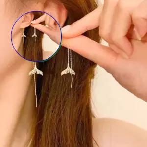 쌍문상회 예쁜 드롭귀걸이 고래꼬리포인트 여성이어링 장식용