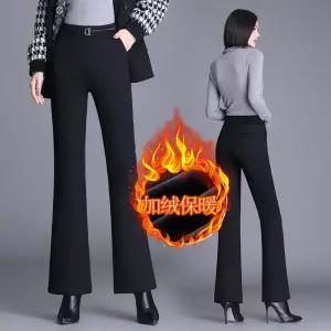 여성바지 기모 플레어 팬츠 캐주얼 슬림핏 도톰 하이웨스트 심쿵해외구매