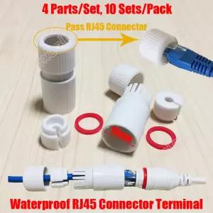 모듈식 방수 커넥터 캡 터미널 커버 야외 네트워크 IP 카메라 피그테일 케이블용 RJ45 내부 19mm 로트당 10