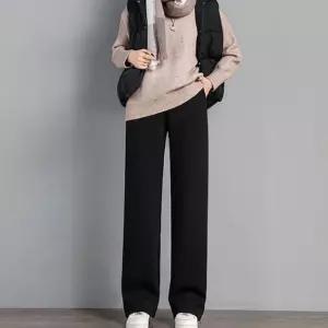 여성 겨울 기모바지 일자핏 통바지 퍼안감 밴딩팬츠 기모통바지