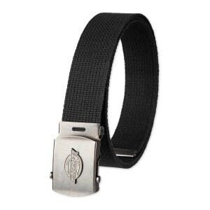 디키스 남성용 패브릭 웹 플라크 로고 버클 벨트 - 최대 42인치 허리까지 한 사이즈 컷 투