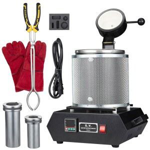 3KG 1KG 디스플레이 LED 킬른 2100F 구리 알루미늄 제련로 키트 원형 온도 전기 1400W 용융로 PID 디지털 제어