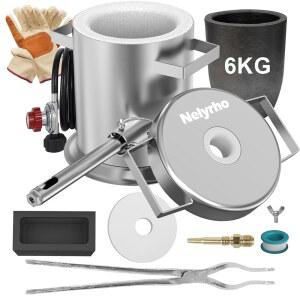 넬리로 6KG 포함된 도가니 스테인리스강 키트 집게 이상적 용광로 알루미늄 금속 도가니 재활용 제련에 장갑이 도구 주조 구리 몰로드 잉곳