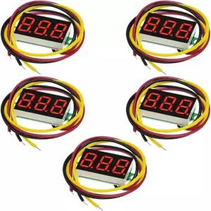 TNAIYH DC 0-32V 3선 자동차 디지털 미니 전압계 5PCS 0.36인치 보정 가능 LED 차량 전압 게이지 테스터