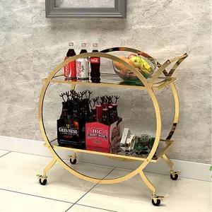 강화유리 이동식 2단 앤틱 선반 트롤리 카트 고급주방