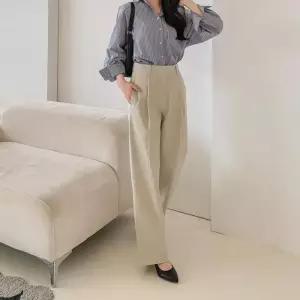 [신상오픈런]하이웨이스트 면바지 여성 봄슬랙스 스판 싱글핀턱 (30667693)