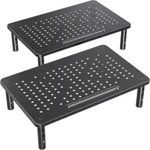 ELIVEED 2팩 모니터 스탠드 라이저 - 노트북 컴퓨터 PC 프린터 데스크톱 정리함을 위한 높이 조절 가능한