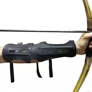 양궁 가죽 팔 가드 롱 4 스트랩 보호 장비 사냥 화살 활